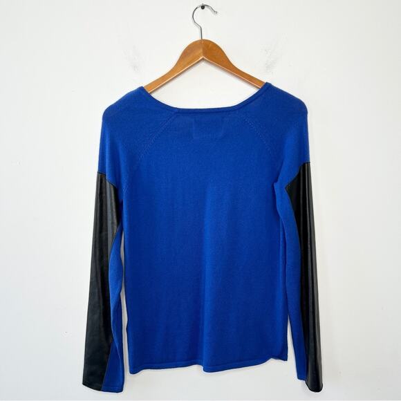 AIKO Sweater Womens Size Medium Blue Cashmere Blend Sheep Leather Colorful Moto - Picture 5 of 7